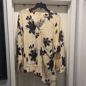 Floral Cream and Brown Women's Top